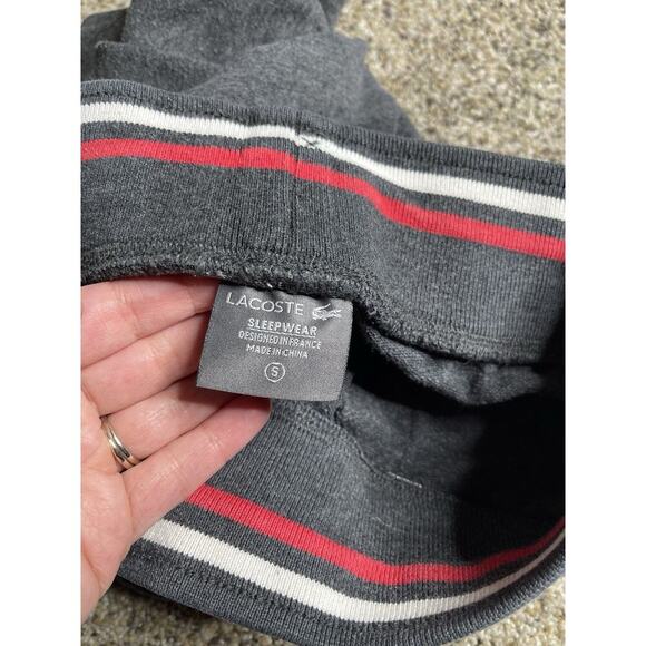 Lacoste Pants Mens Small Gray Sleepwear Pajama Lounge Gator Pockets Side Stripe - Picture 6 of 6